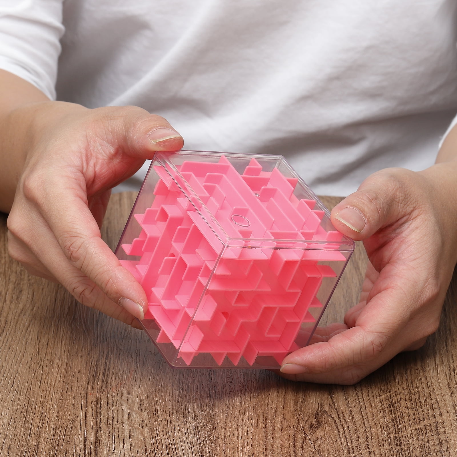 Uxcell Labyrinth Puzzle Box, 2 Pcs Puzzle Cube Funny Labyrinth Game Puzzle Box Mind Teasers Leisure Toys for Adults Birthday Gifts Party Favors, Pink