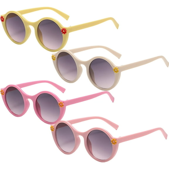 GJX 4Pcs Baby Sunglasses,Fresh Macaron Color Scheme Toddler Sunglasses Age 2-4,Dual Toy Function Infant Sunglasses,Style1