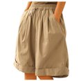 thumbnail image 2 of uublik Cute Shorts for Women with Pockets Super Soft Casual Shorts Khaki, 2 of 5
