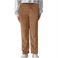 thumbnail image 2 of Antinious Womens Solid Casual Fuzzy Elastic Waist Silm Pants with Drawstring Pockets,Winter Pants for Women,Sweatpants Women,Brown,L, 2 of 5