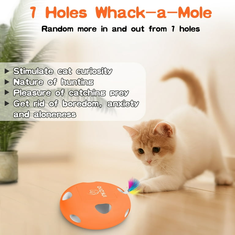 Burufy Interactive Cat Toys for Indoor Cats Toys Moving Feathers for Pet Cat USB Rechargeable Electronic Kitten Toys Orange Walmart