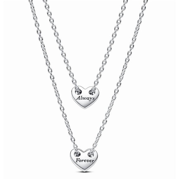 Pandora Forever & Always Splittable Heart Collier Necklaces
