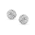 thumbnail image 2 of Round Simple Basic Pave Sparkle Crystal Fireball Disco Ball Stud Earrings For Women Teen Sterling Silver More Colors 8MM, 2 of 3