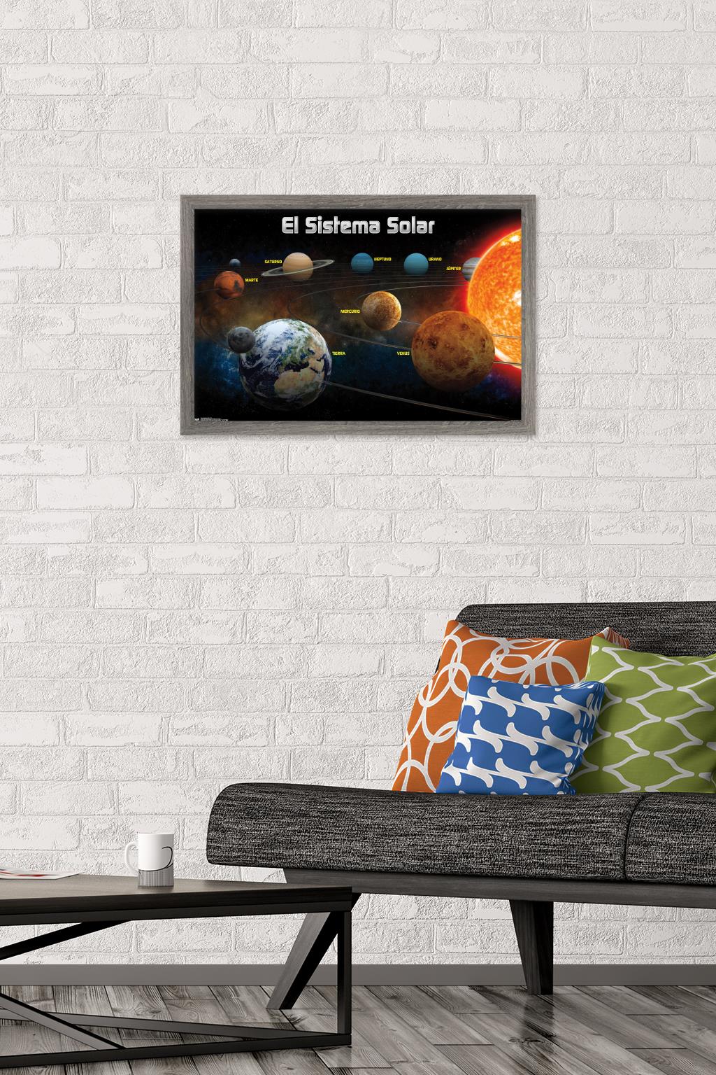 El Sistema Solar 2013 (Solar System) Wall Poster, 14.725" x 22.375", Framed