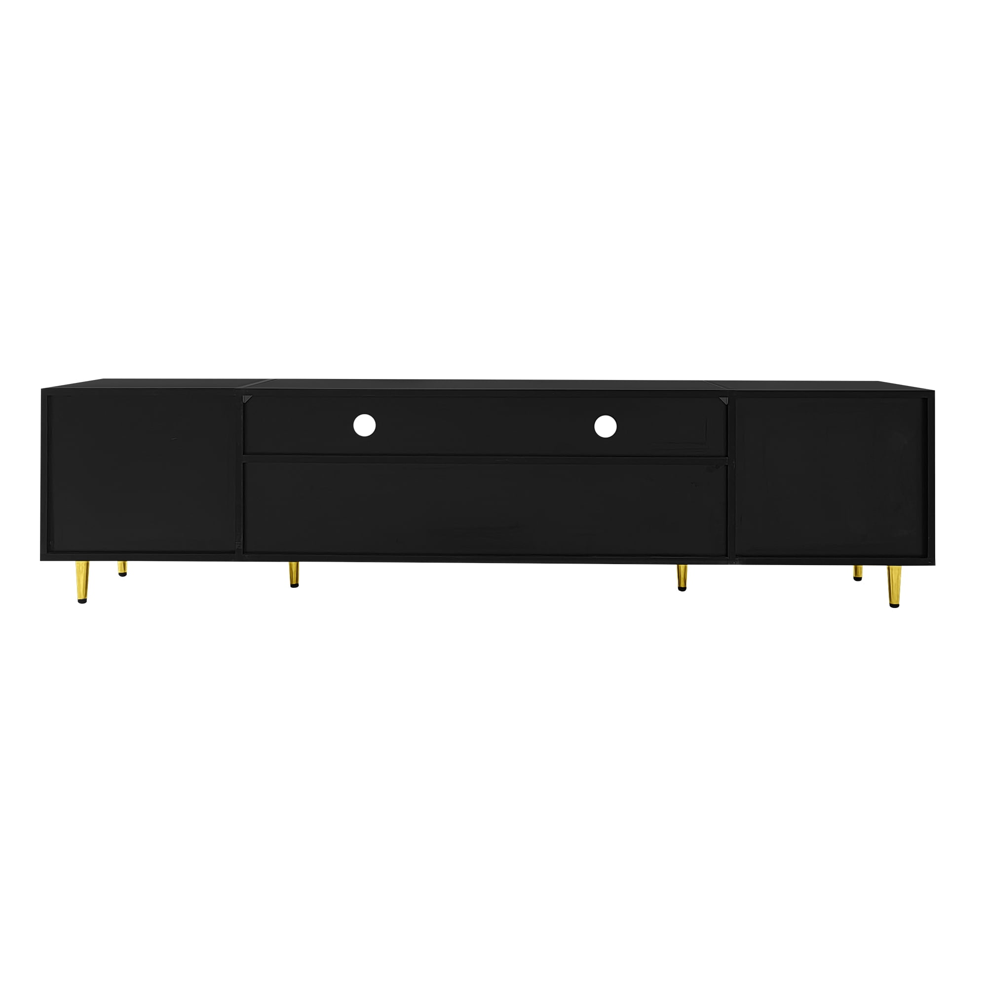Aukfa Modern TV Stand for TVs up to 80" with App-Controlled LED and Metal Legs for Living room,Black