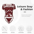 thumbnail image 6 of Fotbe Women Short Sleeve Bodysuit Round Neck Christmas Buffalo Plaid Bodysuit For Women Round Neck Scoop Neck Long Sleeve Stretch Tops Jumpsuit-X-Large, 6 of 9