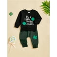 thumbnail image 3 of aturustex Toddler Boy Irish Day Tracksuit Outfits 0 6M 12M 18M 2T 3T Infant Baby Long Sleeve Sweatshirt Clover Letter Print Pullovers Crew Neck Tops +n Loose Cute Casual Daily Jogger Clothes, 3 of 7