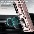 thumbnail image 2 of Galaxy Z Fold 5 Kickstand Armor Case with Slide Camera Lens Protection Cover Built-in 360° Rotate Ring Holder Stand Magnetic Military Shockproof Phone Cover Case for Samsung Galaxy Z Fold 5,
Rosegold, 2 of 9