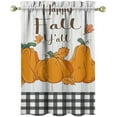 thumbnail image 6 of Fall Pumpkin Kitchen Curtains, Happy Fall Y''all Window Curtains, Farmhouse Thanksgiving Autumn Harvest Curtain for Kitchen Decor, 54" x 18" Valance, 27" x 36" Tier, 3 Panel Set, 6 of 6