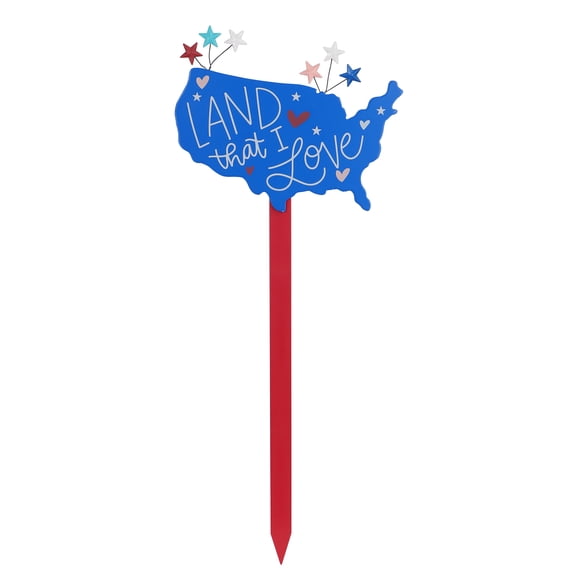 Way To Celebrate Patriotic Land That I Love Yard Stake, Red/White/Blue, 25 Inch