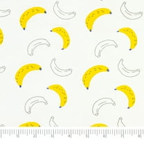 Roc-lon 100% Organic Cotton, 60"/61", Sewing Craft Fabric, Printed Muslin, Banana, Cut by Yard