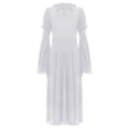 thumbnail image 3 of Haitryli Girls Medieval Princess Dress Renaissance Costume Long Bell Sleeve Maxi Gown Halloween Party White 16, 3 of 7