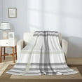 thumbnail image 3 of ZNDUO Grey Checkered Lines Pattern Pattern Thickening Blanket, Fluffy Soft Cozy Flannel Throw Blankets, 60"x50" Inches, 3 of 8