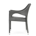 thumbnail image 2 of Noble House Mirage Wicker Stacking Patio Dining Arm Chair in Gray (Set of 4), 2 of 10