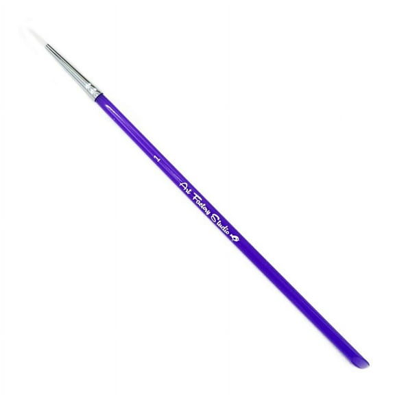 Art Factory Studio Face Painting Brush - Round 1", Professional Face Painting Brush, Purple Acrylic Handle, White Synthetic Bristles, Nickel Plated Ferrule