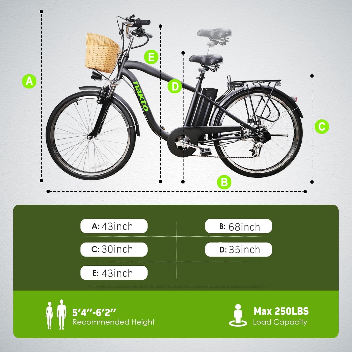 KTOEBYCO 250W Electric Bike for Adults,26"Tire,6-Speed up to 22mph,36V 10A Lithium Batter  City Bike