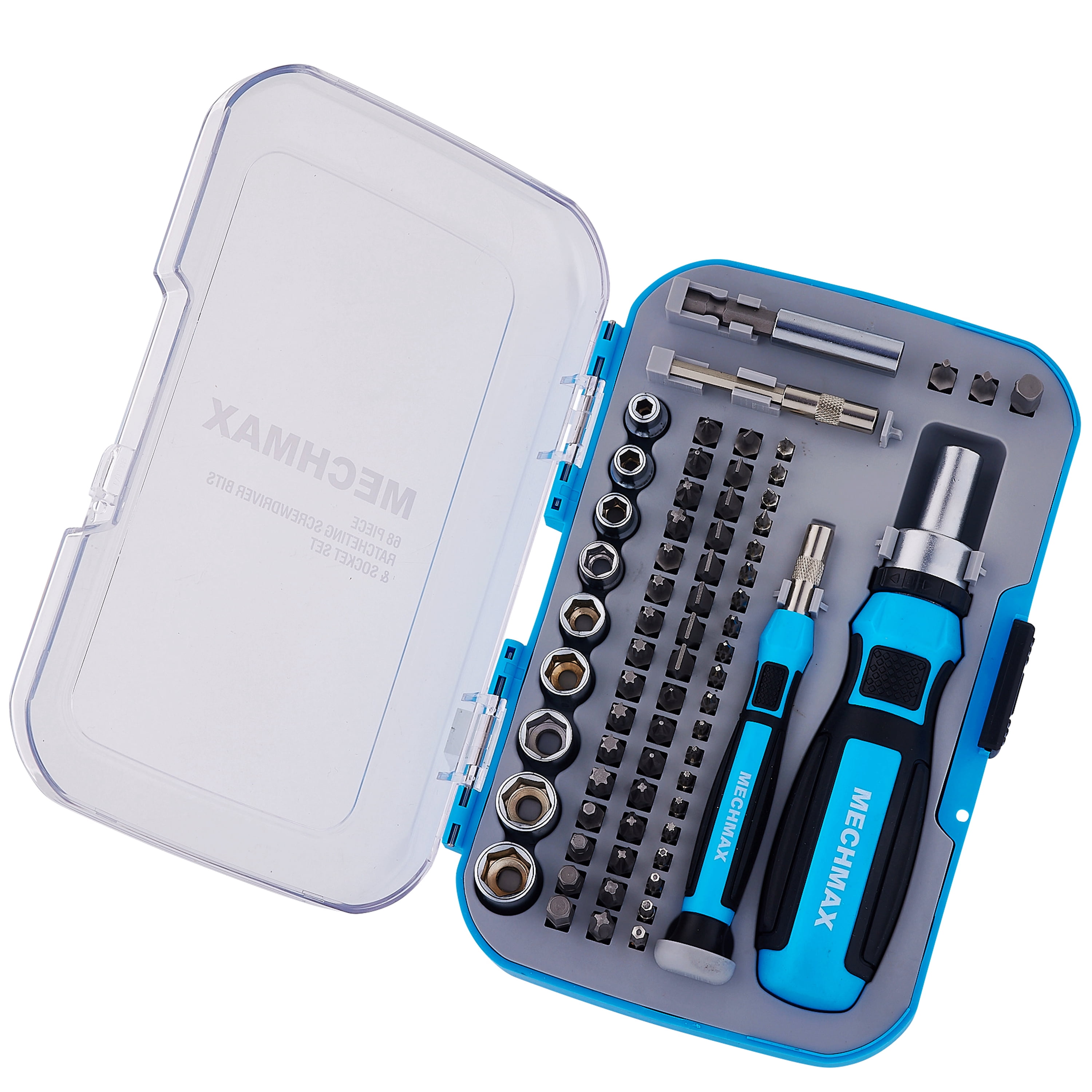 MECHMAX 68-Piece Ratcheting Screwdriver Set - Magnetic Bit Driver Kit with Sockets & Precision Tools in Impact Case, Home & Auto DIY Gift - MM8801