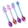 thumbnail image 5 of 4Pcs Stainless Steel Christmas Spoons Party Cutlery 5 inch Dessert Spoons Dessert Teaspoons Sugar Spoons for Ice Cream Coffee , Colorful, 5 of 9