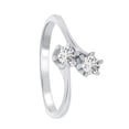 thumbnail image 4 of AoneJewelry Two Stone 0.30 Carat Round Shape Natural Diamond Sparkly Engagement Wedding Ring In 10K Solid Rose Yellow & White Gold For Women (IJI2-I3), 4 of 5