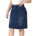 thumbnail image 2 of DARING DIVA Women's Plus Summer High Waist Knee Length Denim Skirt 1X Dark Blue, 2 of 6