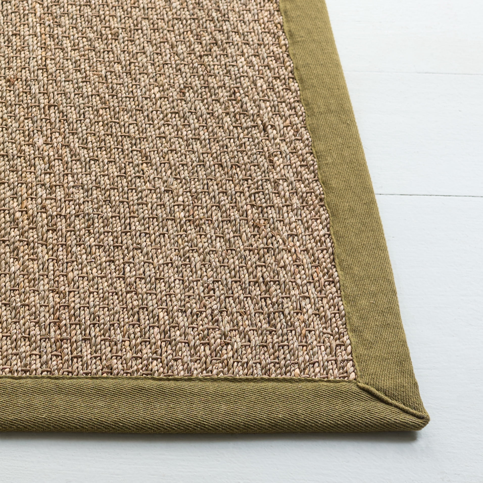 Safavieh Natural Fiber Maksim Border Area Rug, Natural/Olive, 3' x 5'