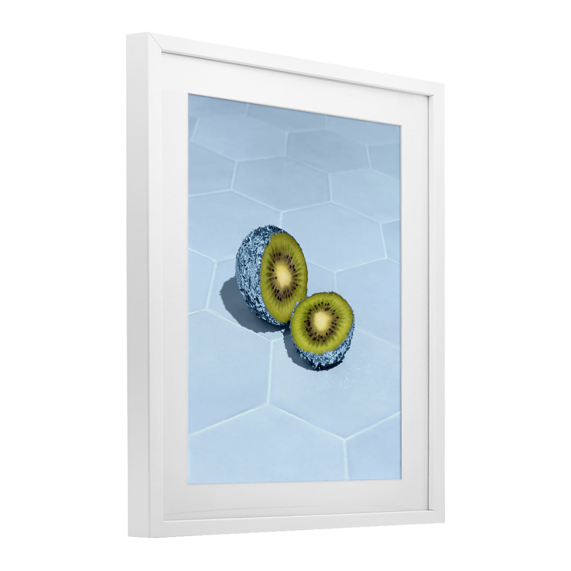 Stupell Industries Blue Glimmer Kiwi White Framed Print Under Glass, design by LISH Creative