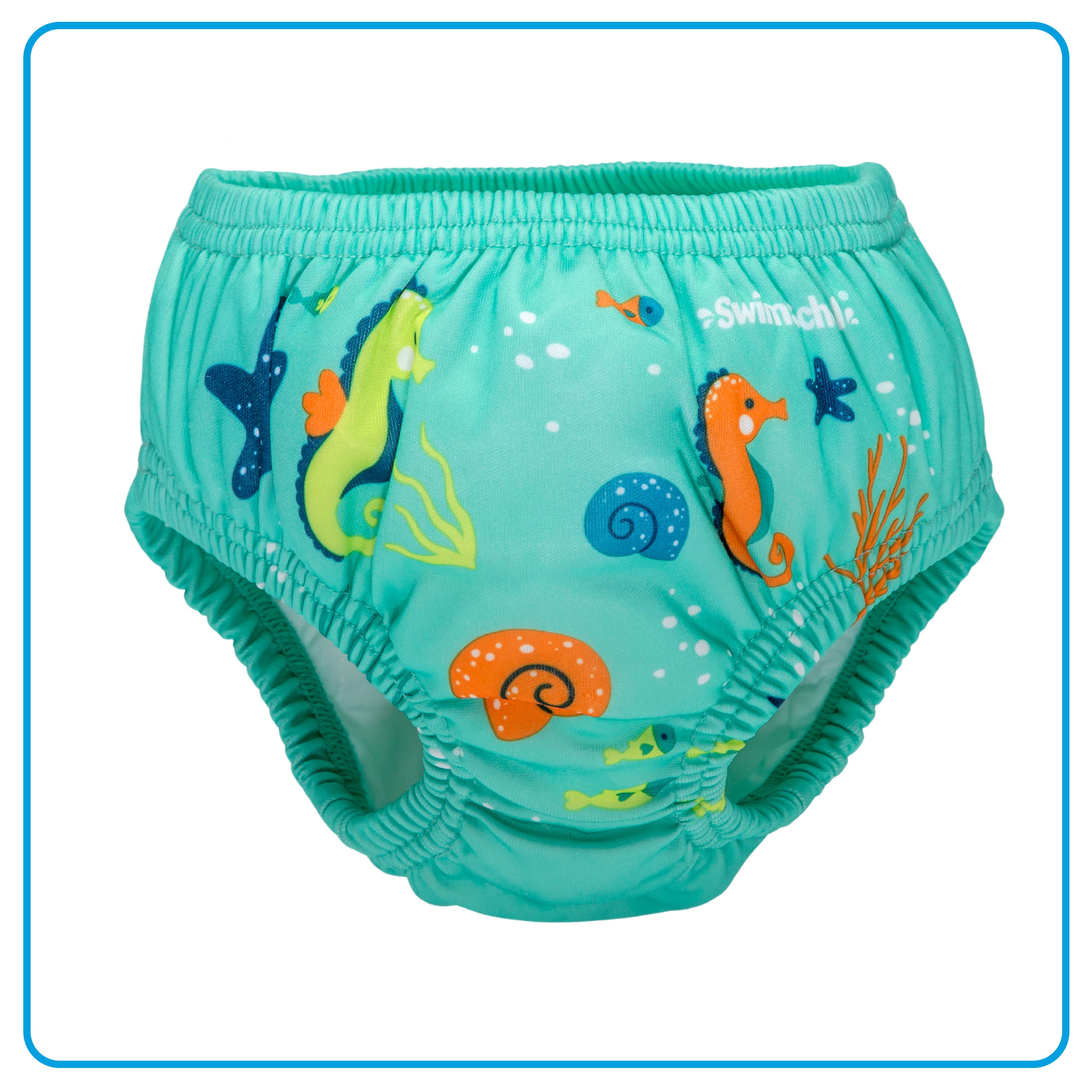 SwimSchool Unisex Multicolor Reusable Polyester Swim Diaper, (18-22 lbs.)