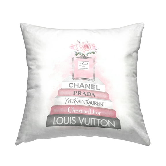 Stupell Industries Pink Perfume Blossoms Fashion Glam Books Design by Amanda Greenwood Throw Pillow