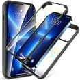 thumbnail image 1 of Tempered Glass Case Designed for iPhone 13 Pro Max 6.7-inch, with Camera Lens Protector, Compatible with Magnetic Charger, Shockproof Bumper, Full Body Protective Phone Cover - Black, 1 of 7