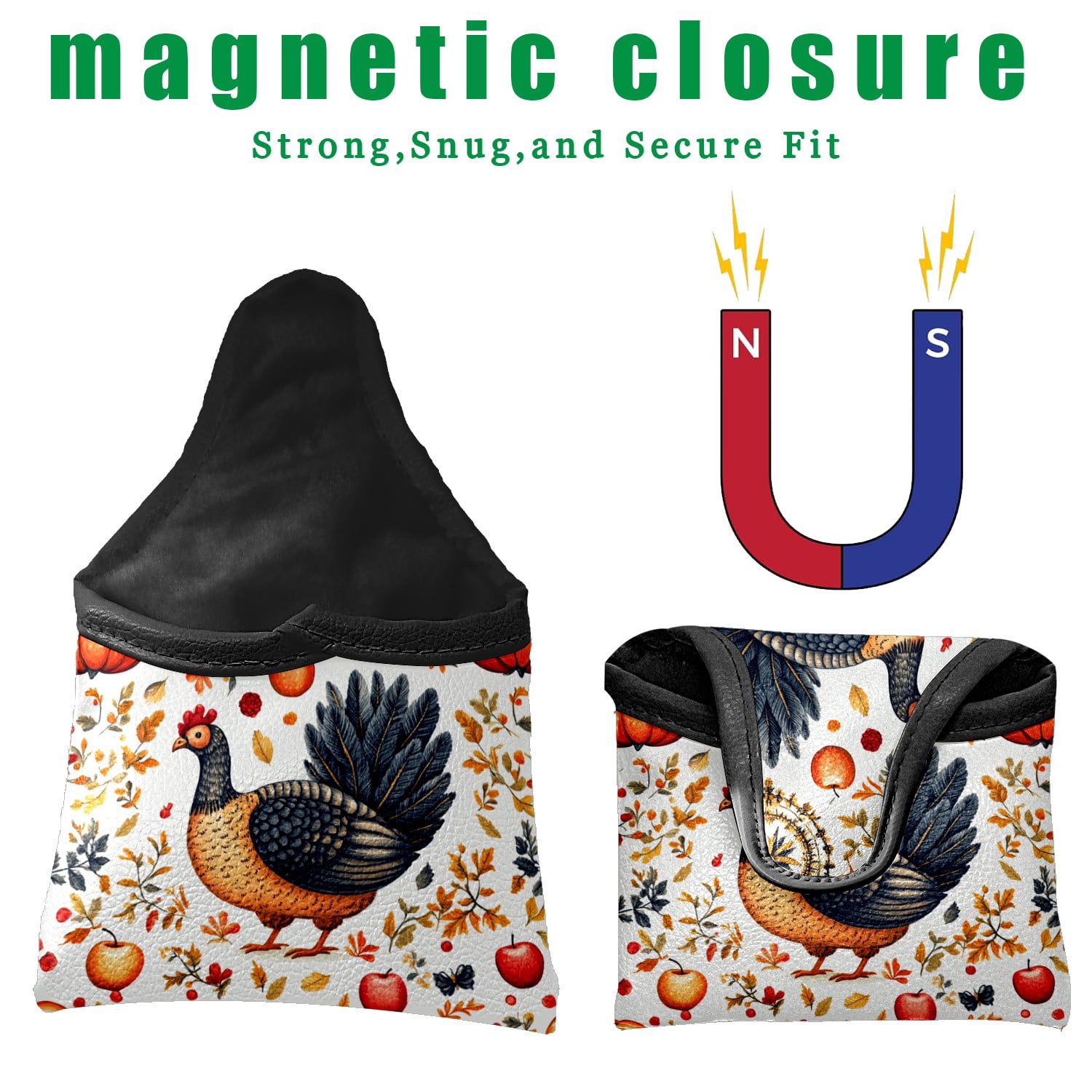 Golf Mallet Putter Cover Premium Leather Waterproof Golf Putter Head Cover with Magnetic Closure Thanksgiving Day