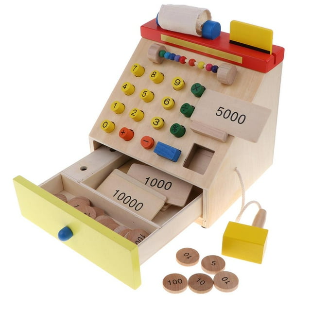 Simución De Swiping Escáner ños, , Juegos De Imaginación, Juguetes, Juguetes, Regalos De Cumpleaños Sunnimix Juguete de madera de la caja registradora