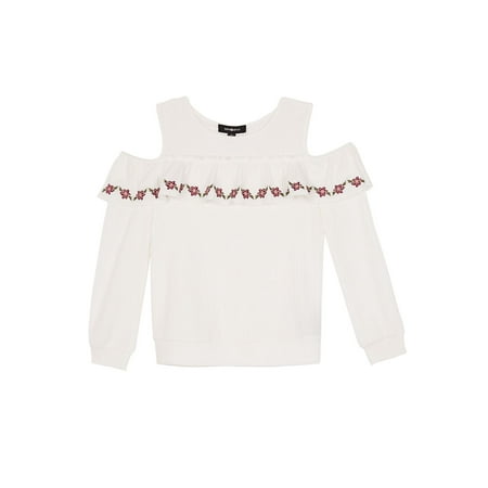 Amy Byer Girls 7-16 Cold Shoulder Ruffle Yoke Top