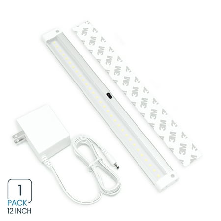

EShine White Finish 12 inch LED Dimmable Under Cabinet Lighting Kit Hand Wave Activated - Touchless Dimming Control Cool White (6000K)