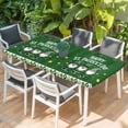 thumbnail image 2 of St. Patrick's Day Table Cloths for 5 Foot Rectangle Tables, Lucky Shamrock Gnomes Gold Coin Spring Green Patio Waterproof Elastic Fitted Tablecloths, Washable Rectangular Table Cover for Camping, 2 of 8