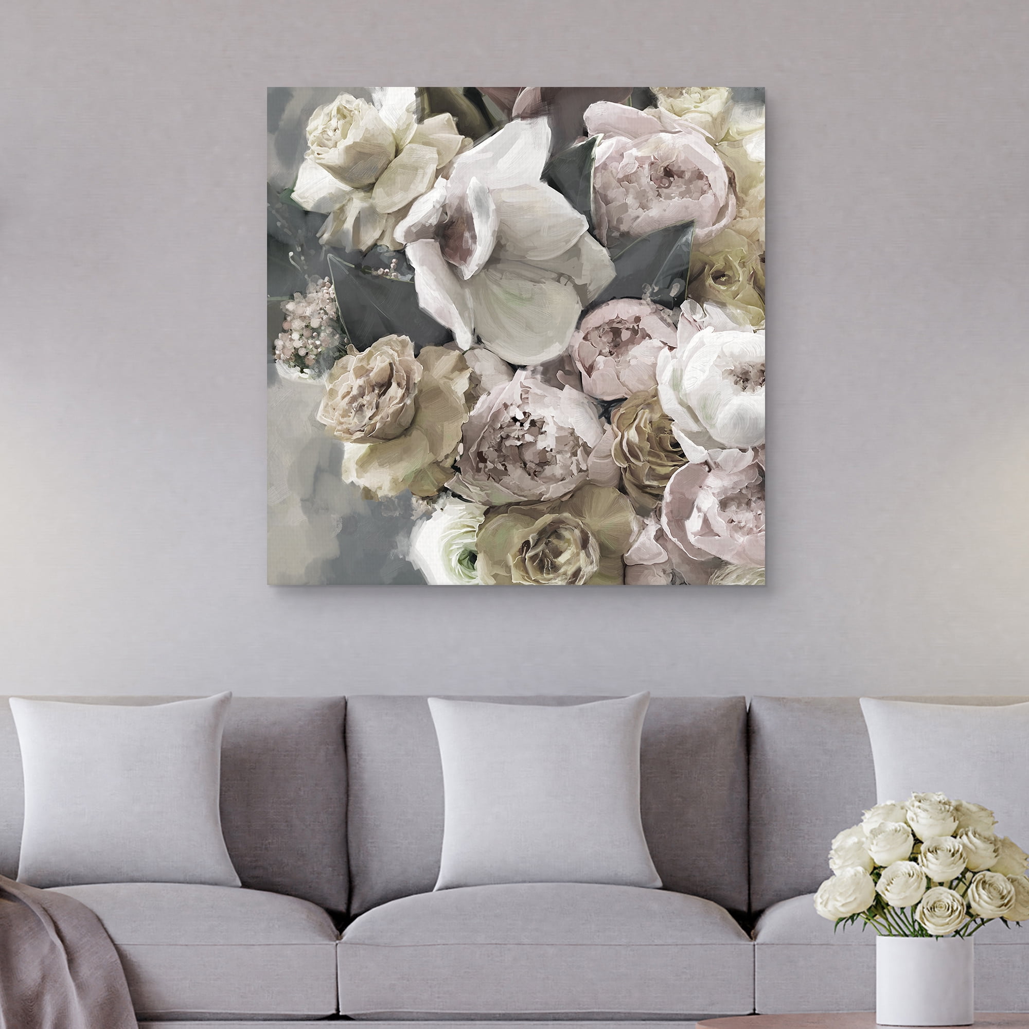 Blushing Blooms Gold by Studio Arts Canvas Art Print