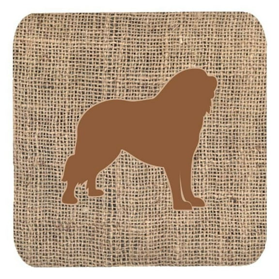 Tibetial Mastiff Burlap and Brown Foam Coasters, Set - 4
