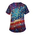thumbnail image 4 of Iaqnaocc Patriotic Scrubs for Women 4th of July American Flag Stars Nursing Uniform Retro V Neck Side Slits Scrub Shirt Independence Day Short Sleeve Medical Freedom Workwear Dark Blue 2XL, 4 of 5