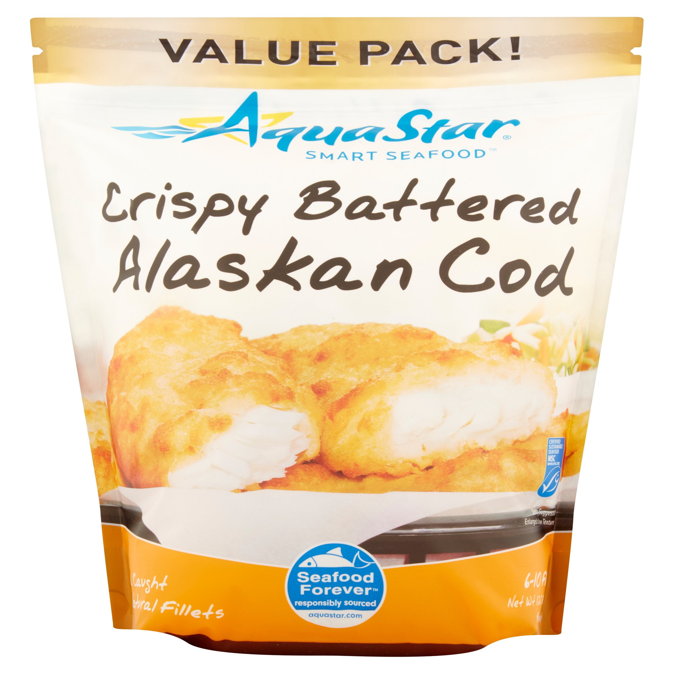 Aqua Star Crispy Battered Alaskan Cod Fillets, 20 oz - Walmart.com ...