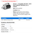 thumbnail image 2 of Starter 1 - Compatible with 2014 - 2018 Ram ProMaster 3500 Base 3.0L 4-Cylinder - Autopart Premium, 2 of 2