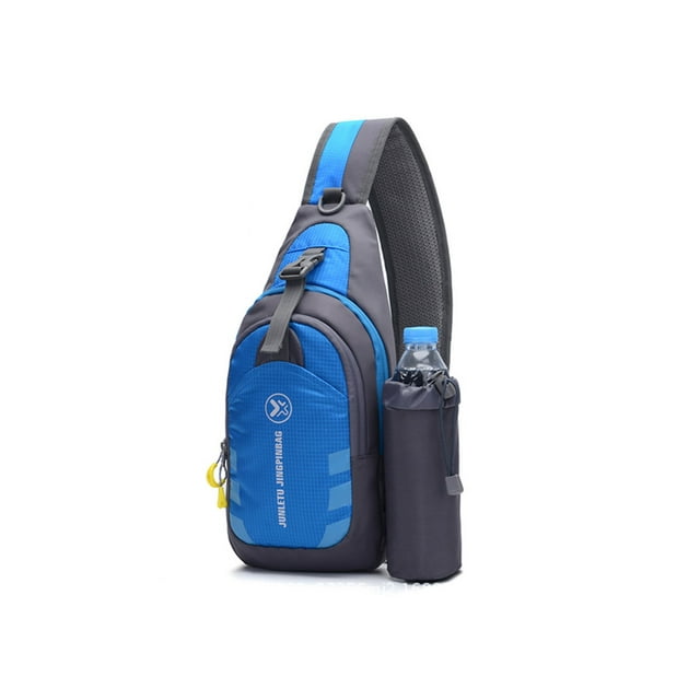 Innerwin Sac à Main Garçon Fermeture Éclair Sac Banane Imperméable Poches Multiples Sangle Réglable Nylon Multifonction Bleu Moins de 20L