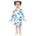 thumbnail image 2 of Girls' long-sleeved dress Blue Pumpkin Flowers Girls' A-line dress with ribbed cuffs Soft and comfortable, 2 of 6
