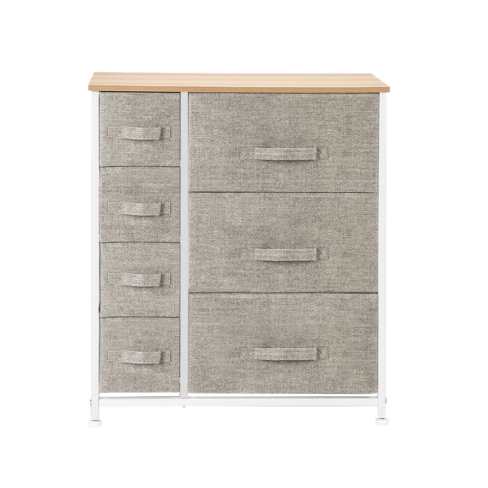Steel Frame Easy Pull Fabric Bins Wood Top Details about   Dresser Storage with 7 Drawers 