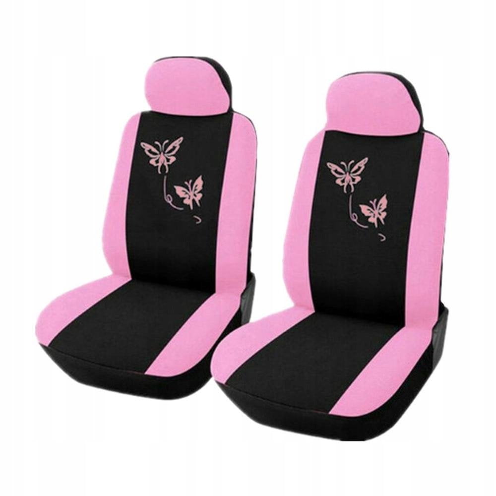 4 Pack Car Front Seat Cover Pink Trucks Front Car Seat Covers Butterfly Design Universal Fit For