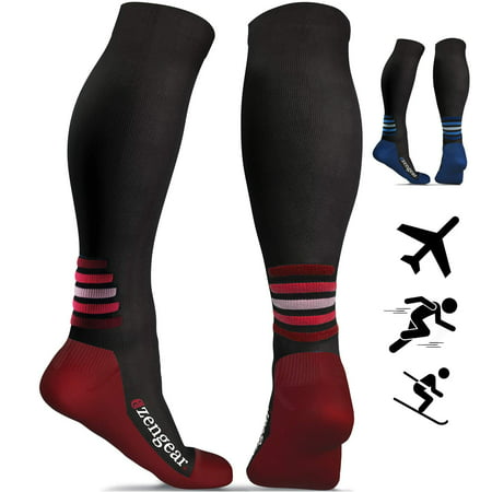 aZengear Compression Socks for Women & Men - 20-30 mmHg - Best Flight Socks for Travel - DVT - Pro Sports - Running - Skiing - Athletics - Nurses - Shin Splints - Pregnancy - Blood Circulation