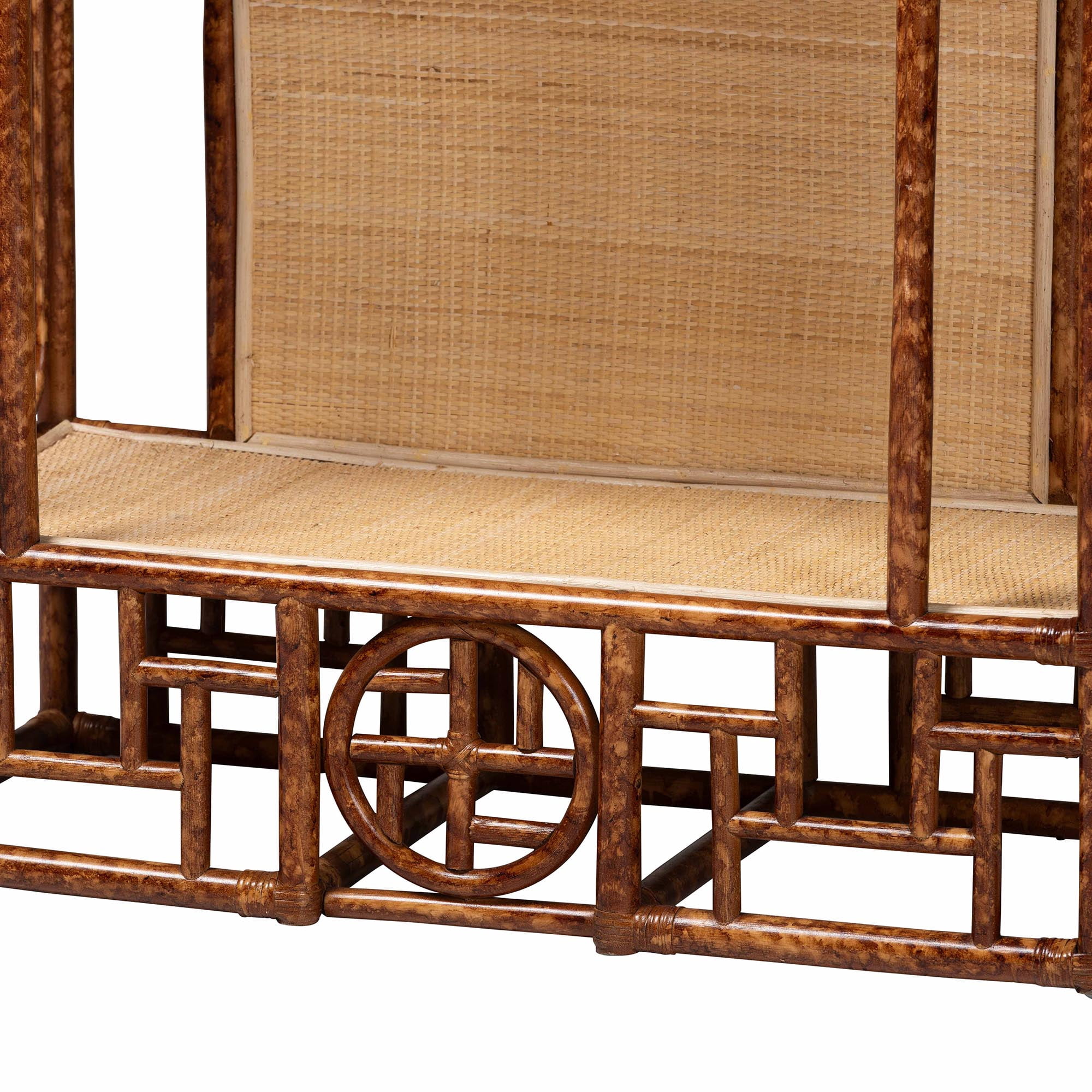 bali & pari Tamiko Boho Freestanding Shelf, 3-Tier, Marbled Tortoise Brown