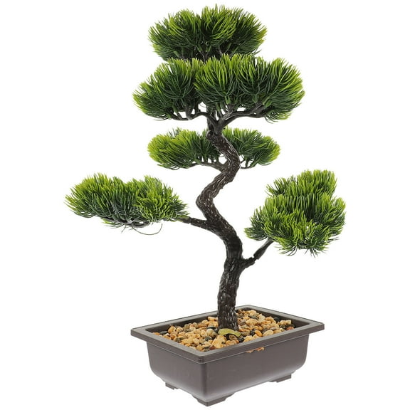 HONMEET Faux Potted Pines Abs Green Desk Ornament Office Space Living Room 1Set 15.4X11X11In