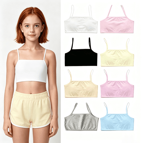 Girls Training Bra Teen Cotton Developed Kids Sports No Wire TrainerWireless Bras for Women Teens 8-12 Years