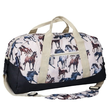 Wildkin Kids Overnighter Duffel Bag for Boys & Girls, Features Two Carrying Handles and Removable Padded Shoulder Strap, BPA & Phthalate Free (Horse Dreams Beige)