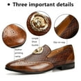 thumbnail image 2 of Men's Slip On Loafers Classic Wedding Dress Shoes Mens Fashion Loafers with Gold Buckle, Brown-50, 10.5 US, 2 of 5