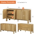 thumbnail image 2 of 63" Accent Cabinet with 4 Doors and Adjustable Shelves, Modern Credenza Storage Cabinet with Curved Profile Design for Living Room, Kitchen, Dining Room, Hallway, 2 of 13